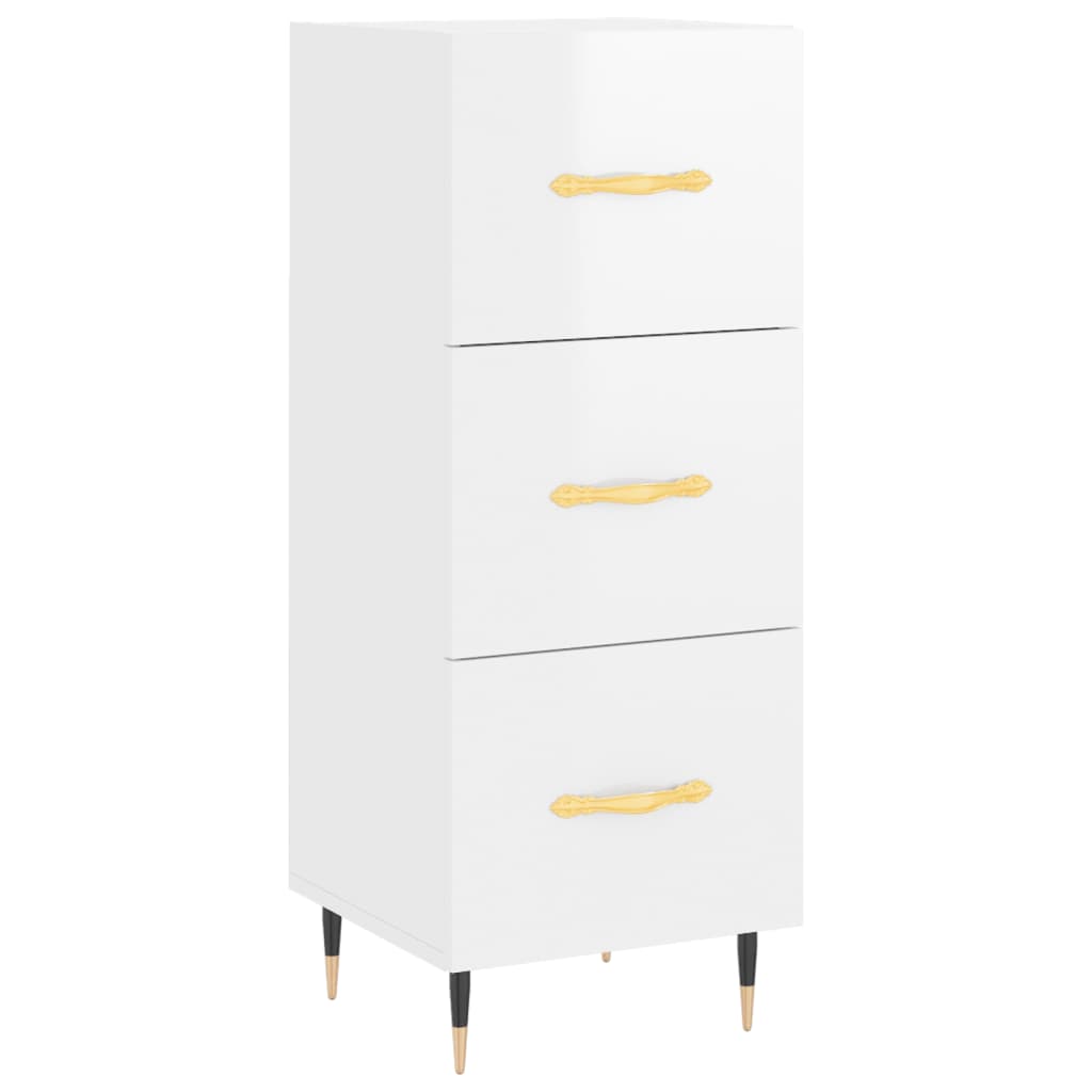 Sideboard Hochglanz-Weiß 34,5x34x90 cm Holzwerkstoff