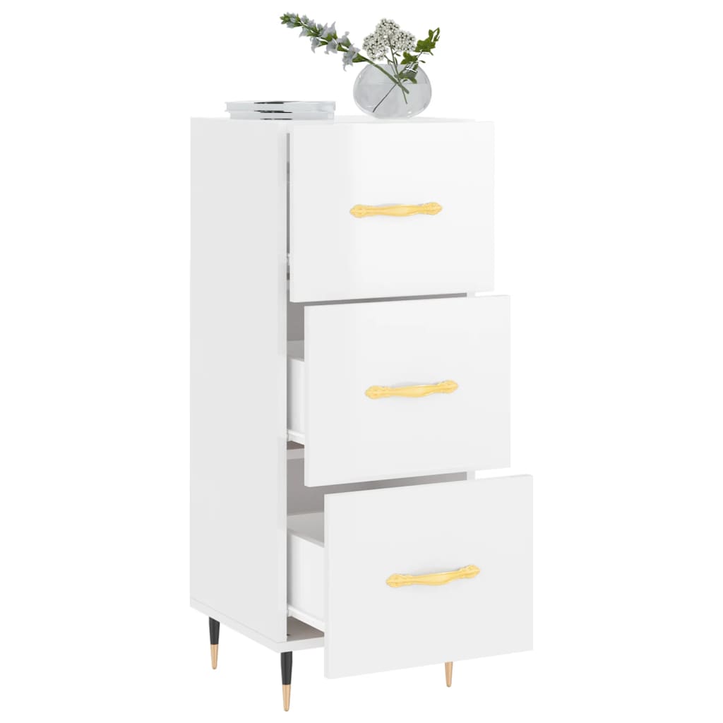 Sideboard Hochglanz-Weiß 34,5x34x90 cm Holzwerkstoff