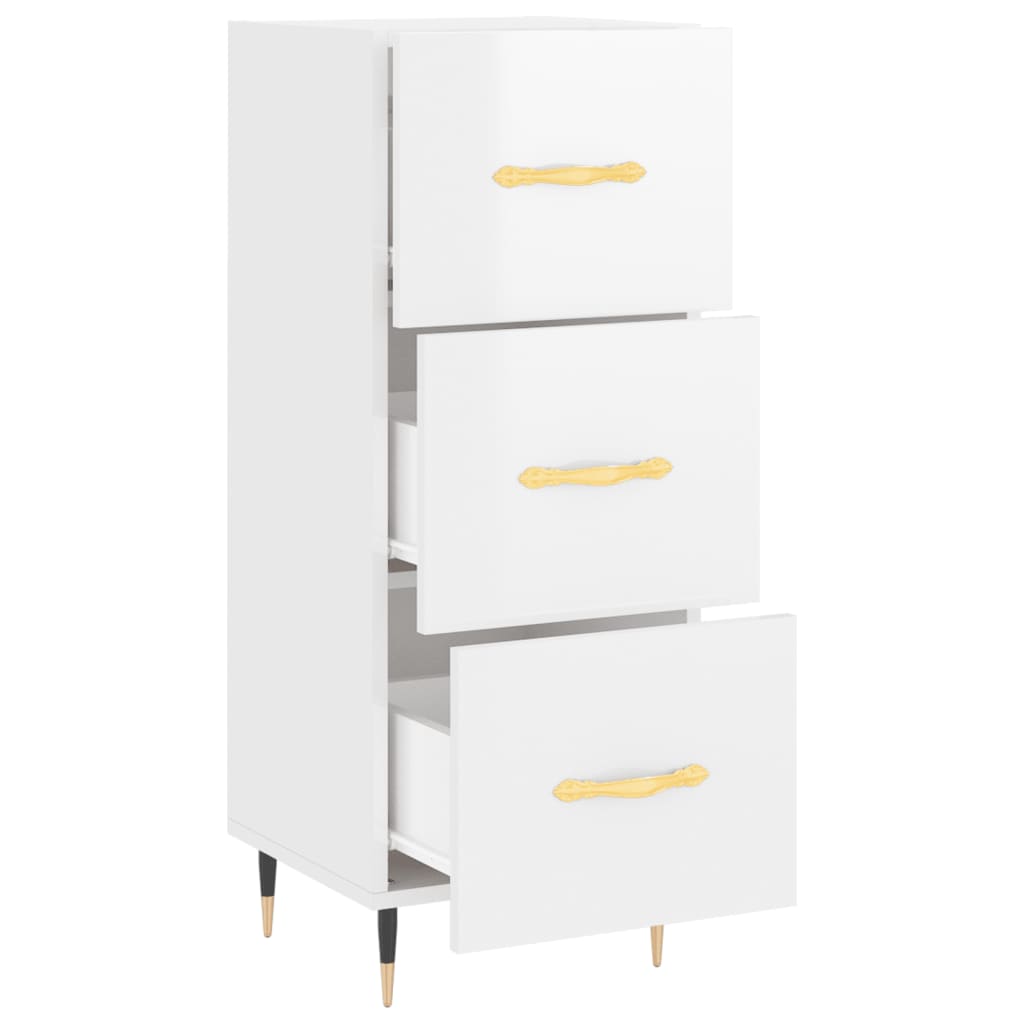 Sideboard Hochglanz-Weiß 34,5x34x90 cm Holzwerkstoff