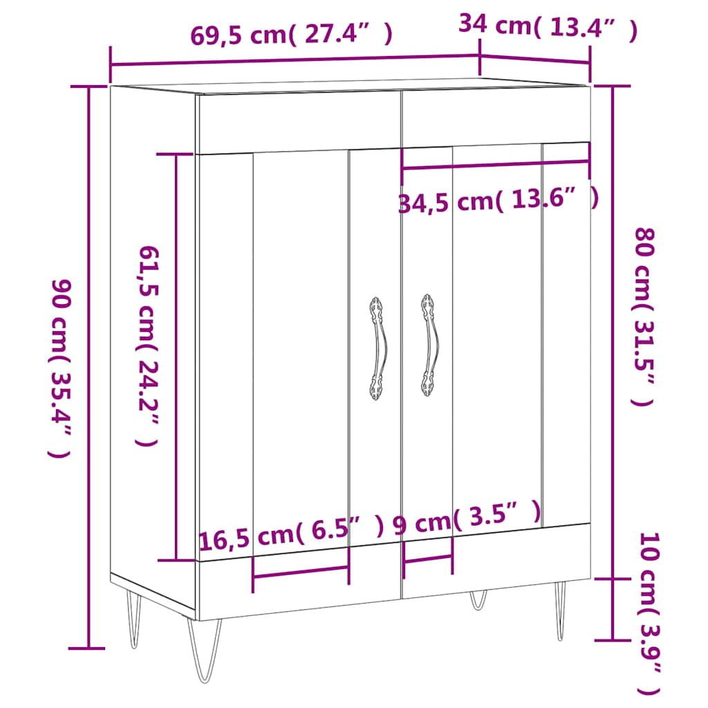 Sideboard Räuchereiche 69,5x34x90 cm Holzwerkstoff