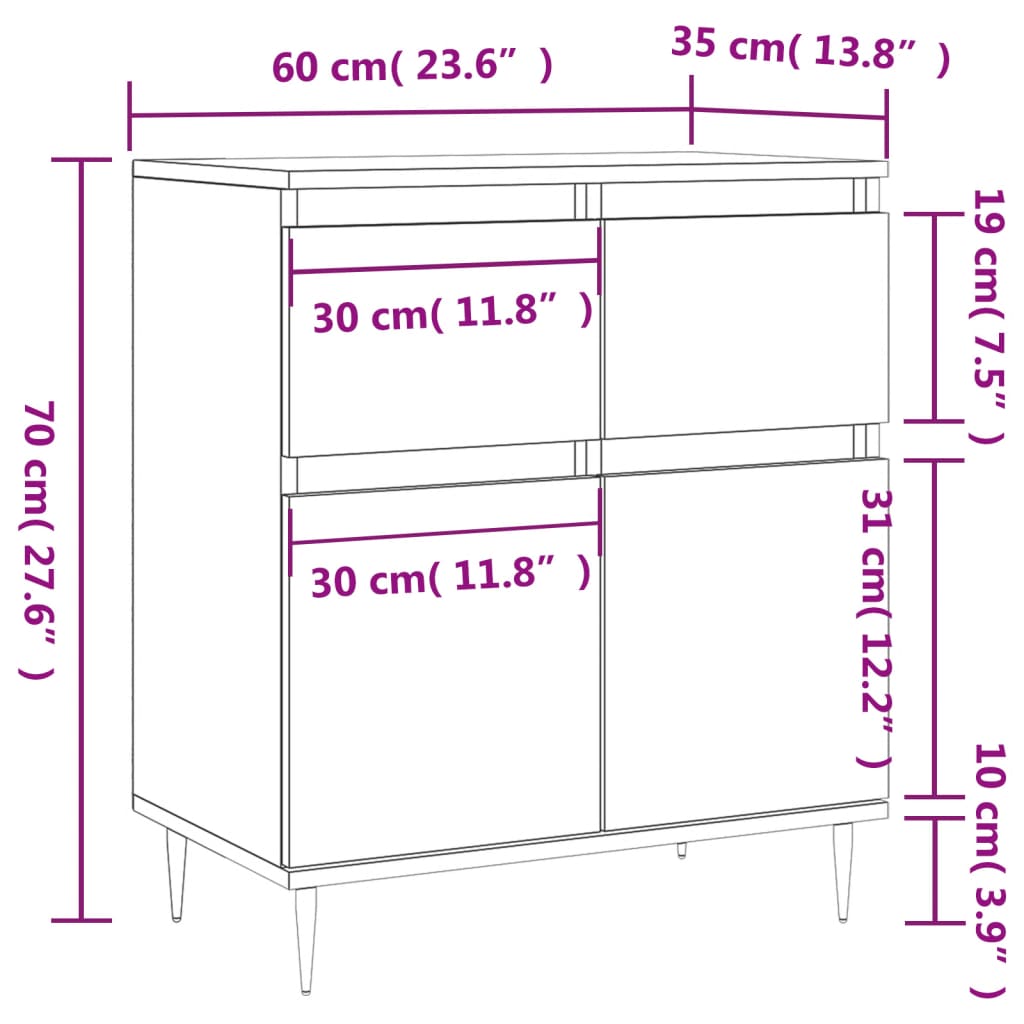 Sideboard Räuchereiche 60x35x70 cm Holzwerkstoff