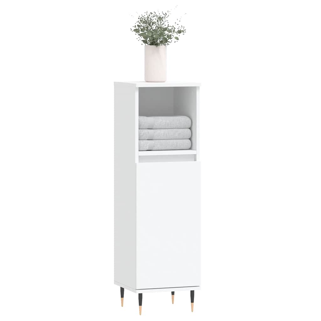Bathroom Cabinet White 30x30x100 cm Wood Material