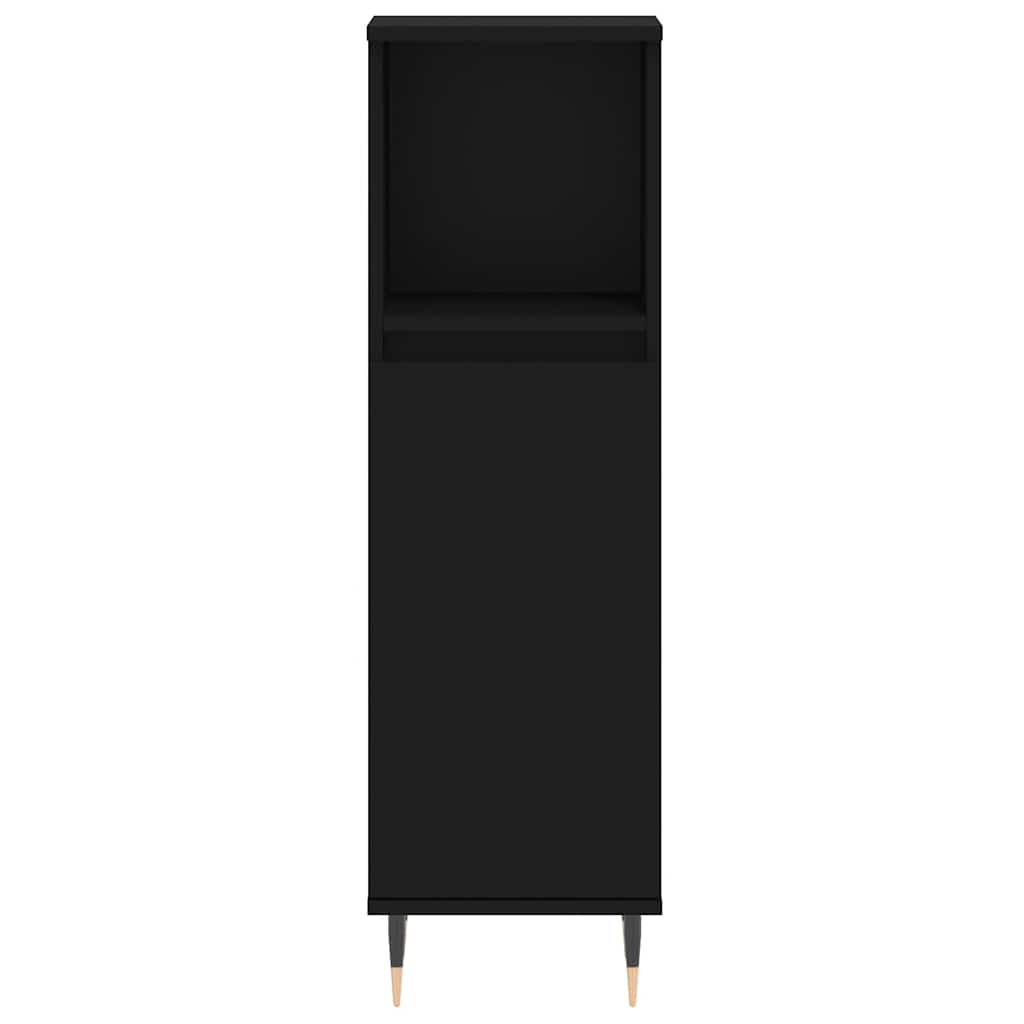 Bathroom Cabinet Black 30x30x100 cm Wood Material