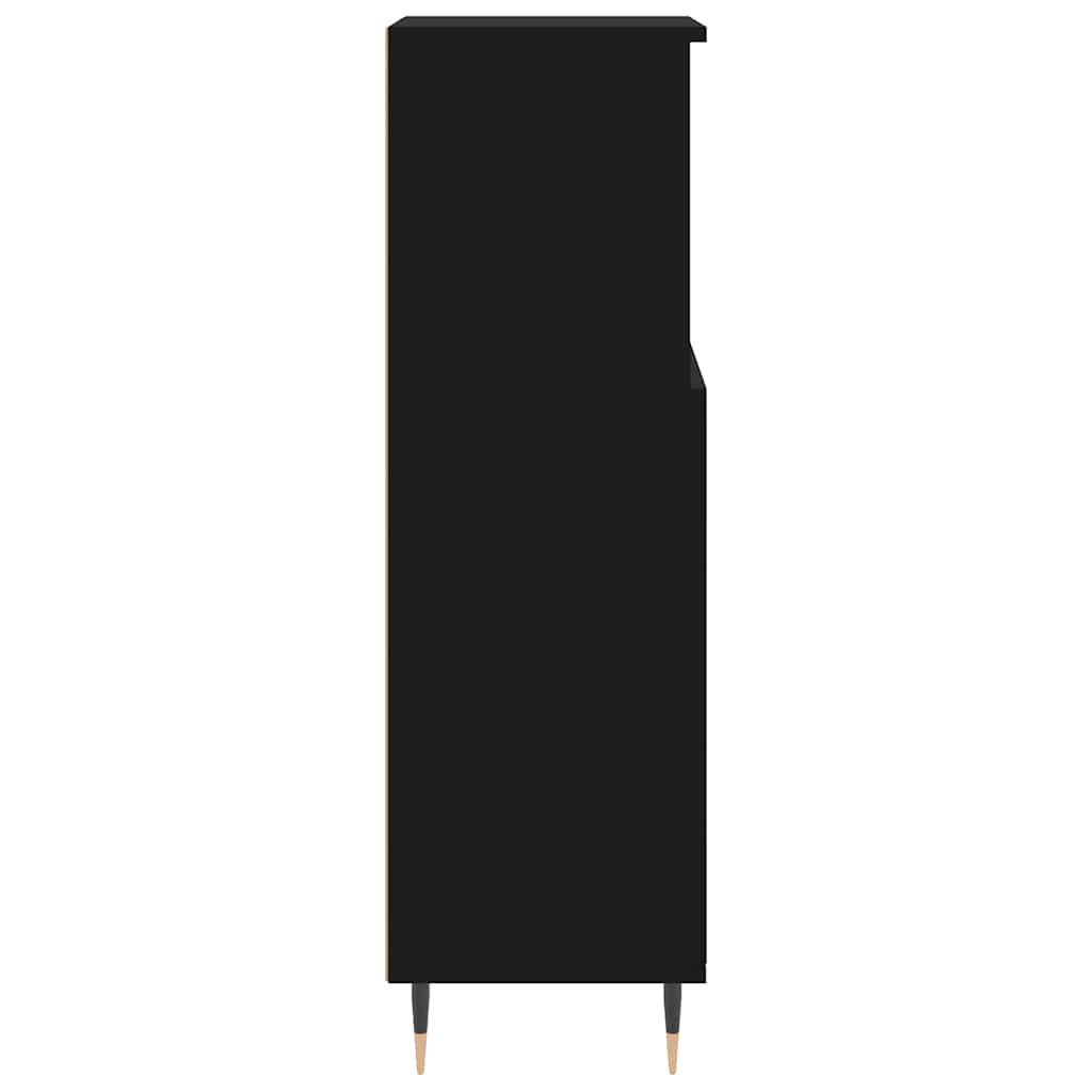 Bathroom Cabinet Black 30x30x100 cm Wood Material