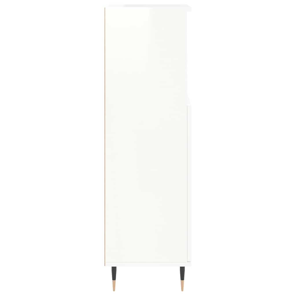 Bathroom Cabinet High Gloss White 30x30x100 cm Wood Material