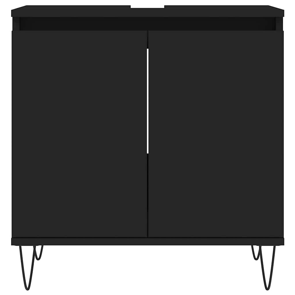 Badschrank Schwarz 58x33x60 cm Holzwerkstoff