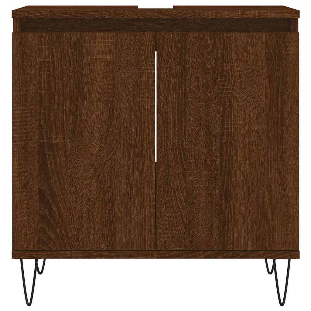 Bathroom Cabinet Brown Oak Look 58x33x60 cm Wood Material