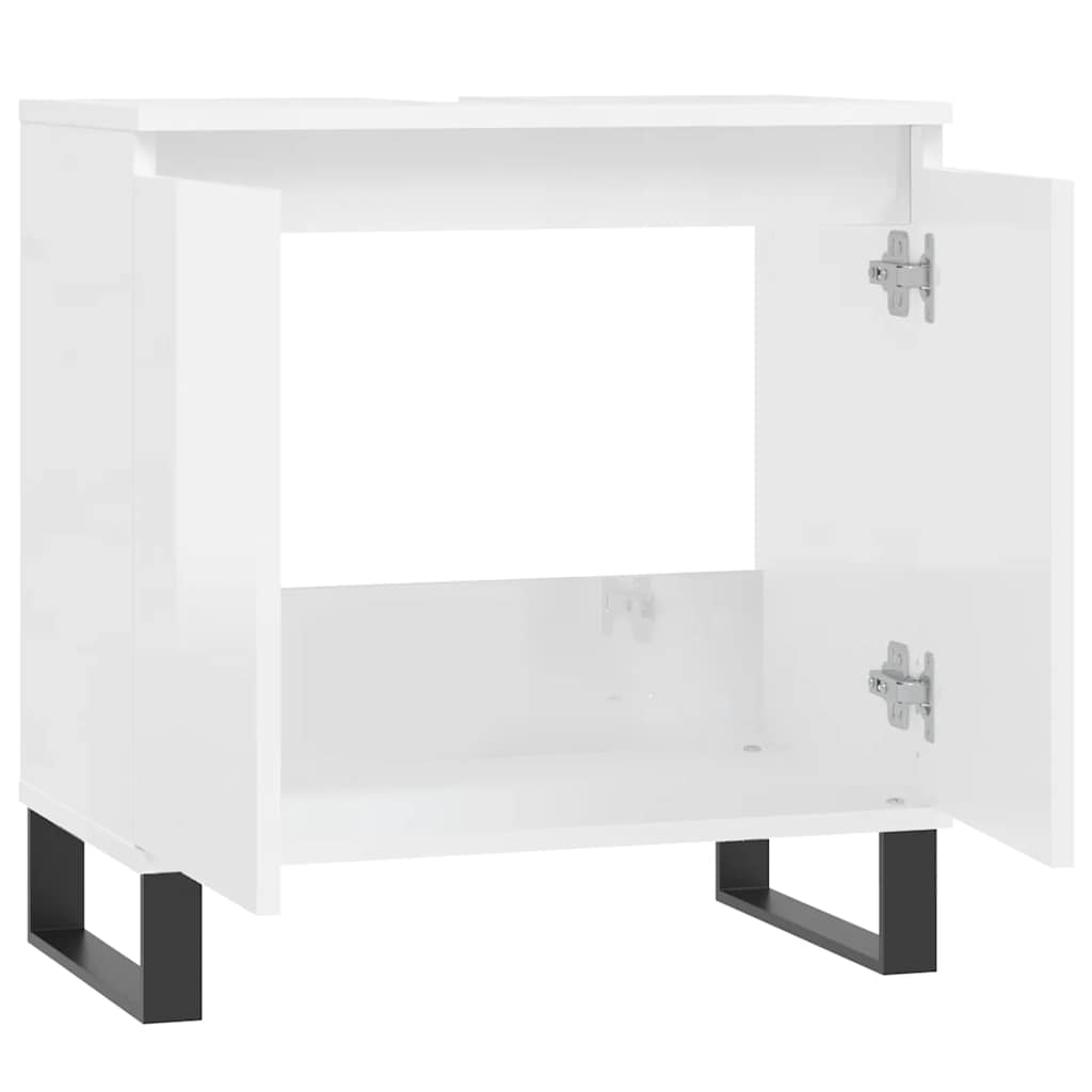 Bathroom Cabinet High Gloss White 58x33x60 cm Wood Material