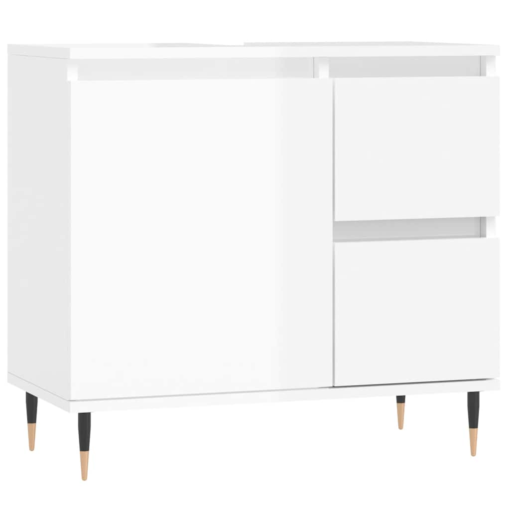 Badschrank Hochglanz-Weiß 65x33x60 cm Holzwerkstoff