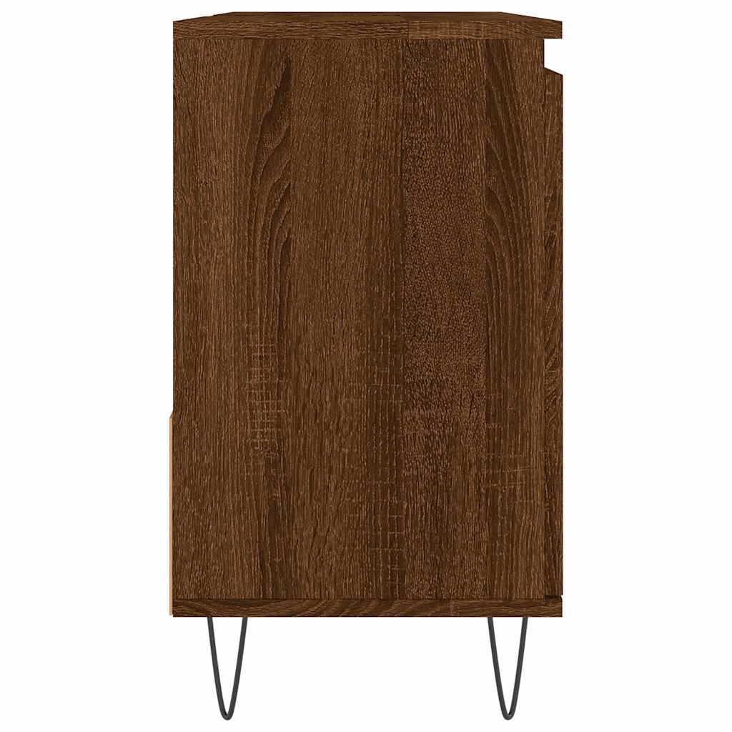 Bathroom Cabinet Brown Oak Look 65x33x60 cm Wood Material