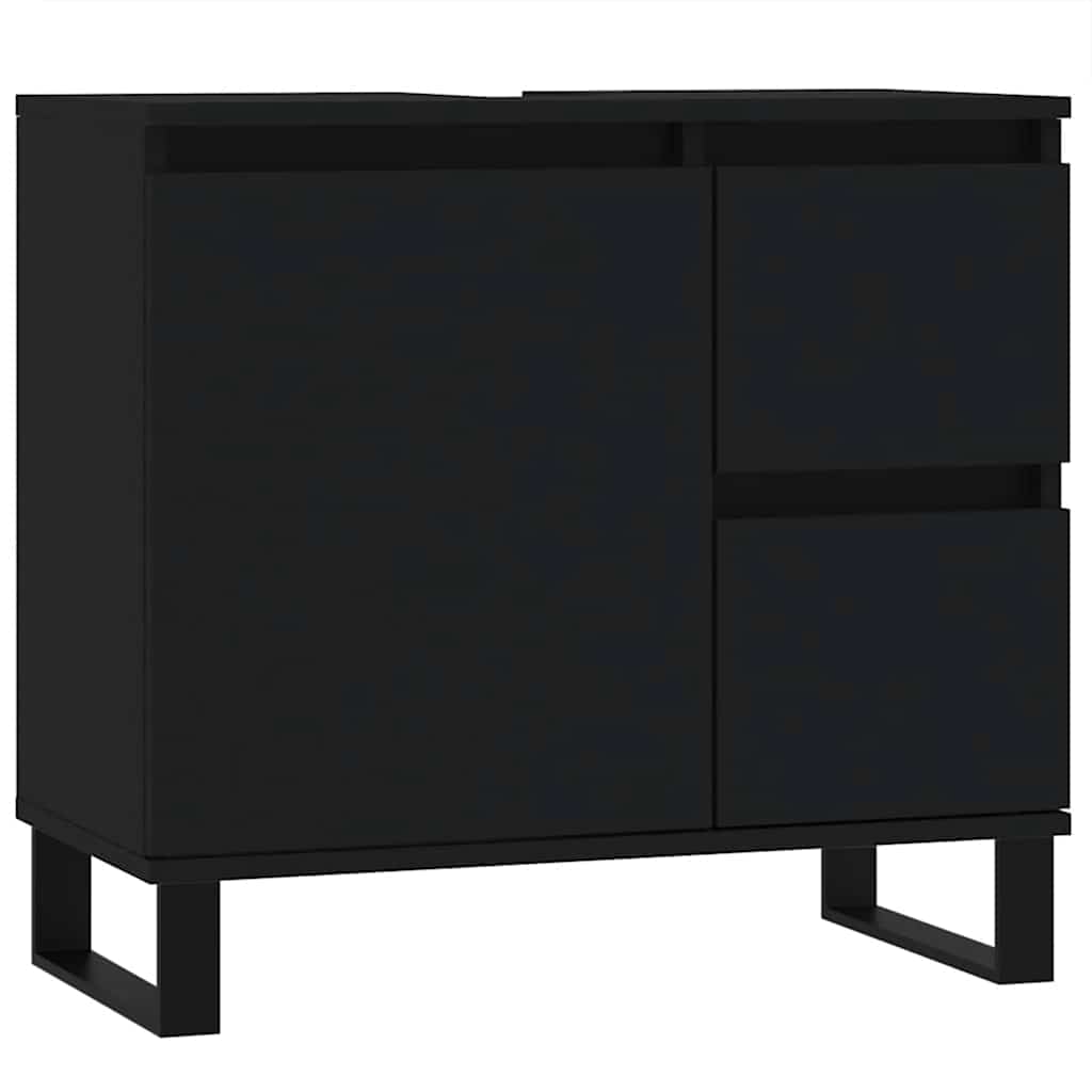 Badschrank Schwarz 65x33x60 cm Holzwerkstoff
