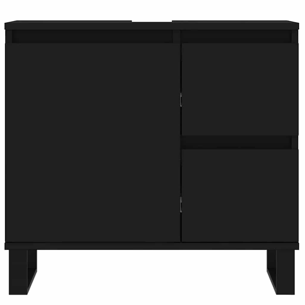 Badschrank Schwarz 65x33x60 cm Holzwerkstoff