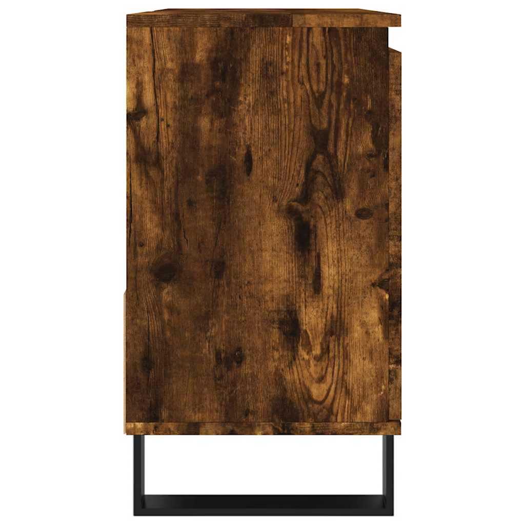 Bathroom Cabinet Smoked Oak 65x33x60 cm Wood Material