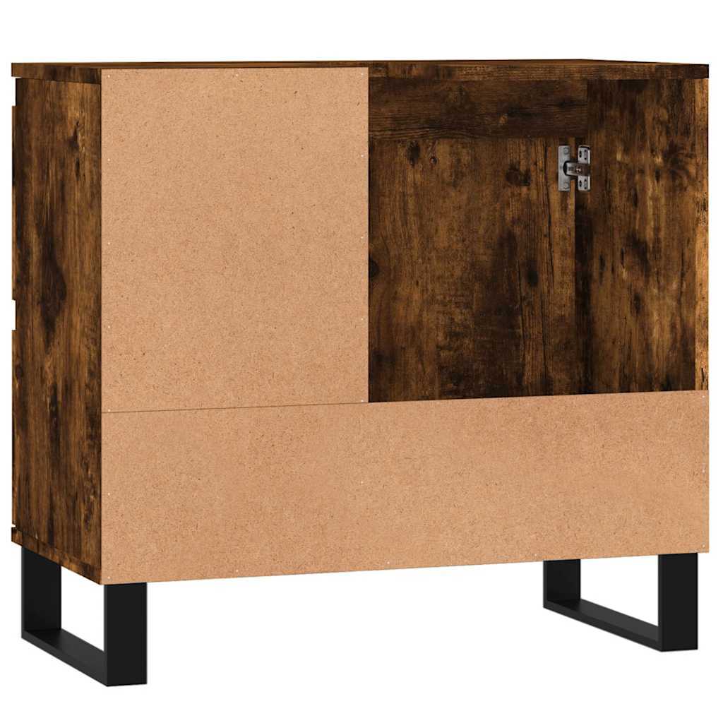 Bathroom Cabinet Smoked Oak 65x33x60 cm Wood Material