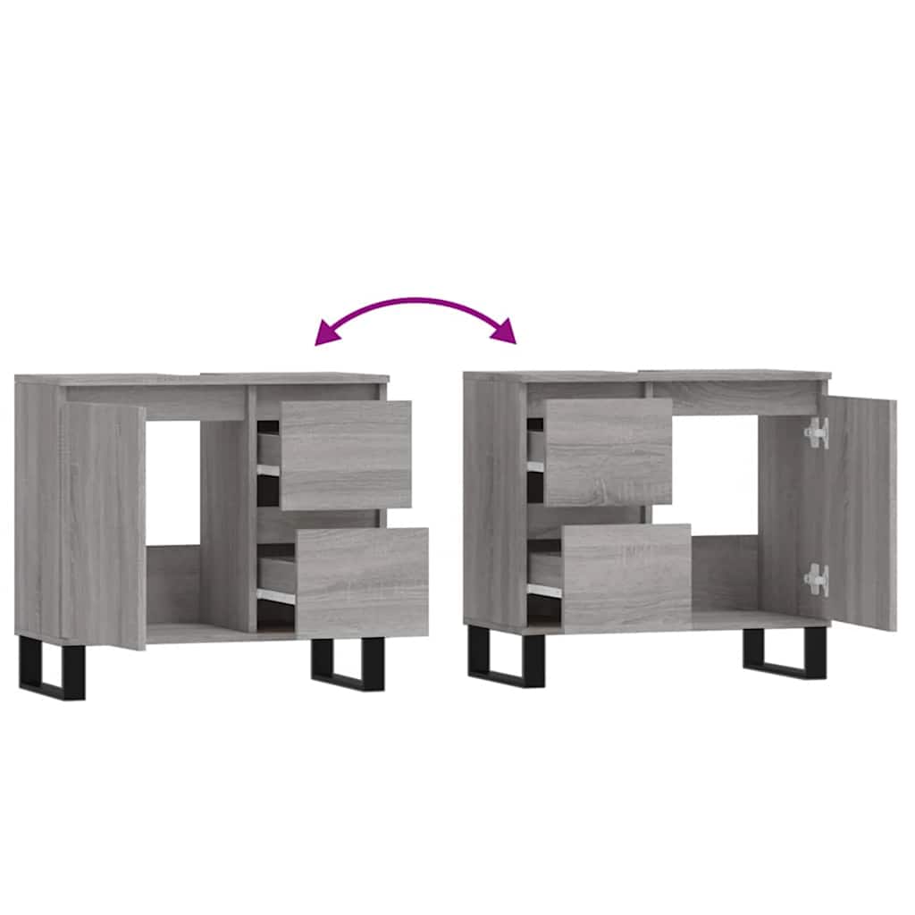 Bathroom cabinet gray Sonoma 65x33x60 cm made of wood
