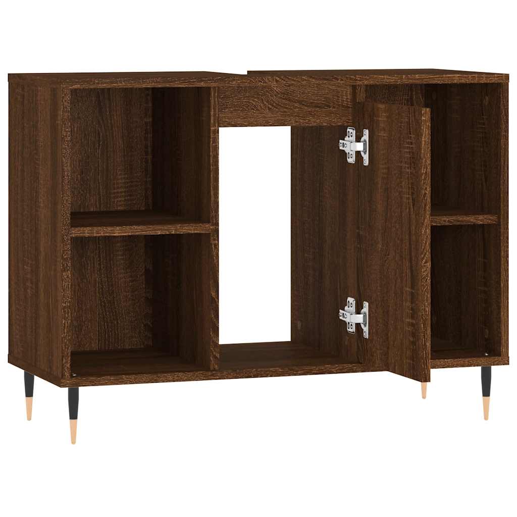 Badschrank Braun Eichen-Optik 80x33x60 cm Holzwerkstoff