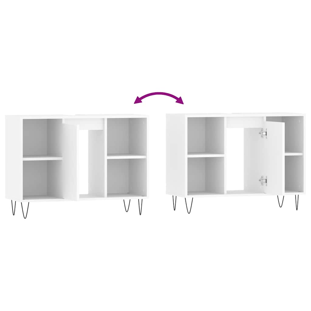 Badschrank Weiß 80x33x60 cm Holzwerkstoff