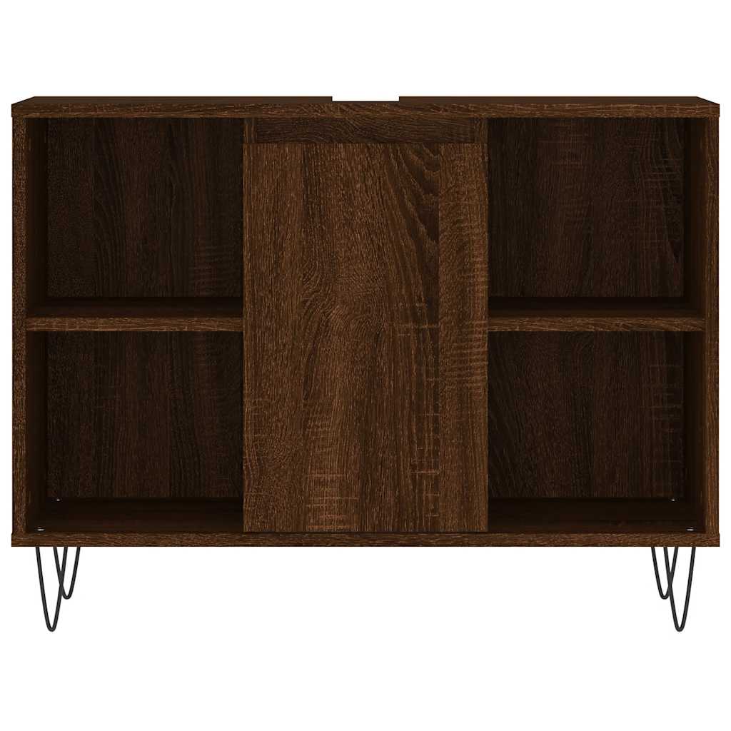 Badschrank Braun Eichen-Optik 80x33x60 cm Holzwerkstoff