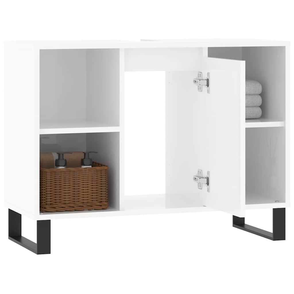 Badschrank Hochglanz-Weiß 80x33x60 cm Holzwerkstoff
