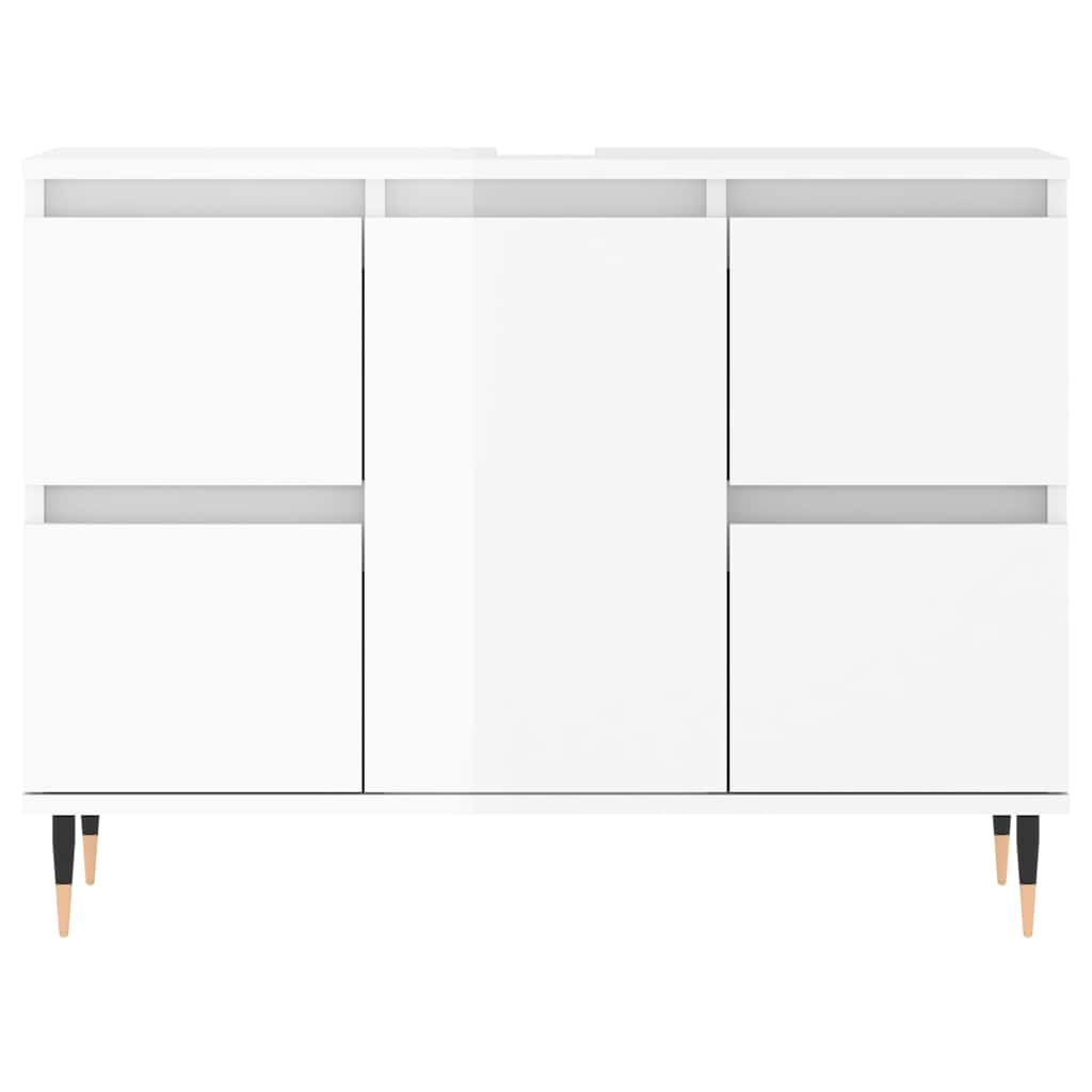Badschrank Hochglanz-Weiß 80x33x60 cm Holzwerkstoff