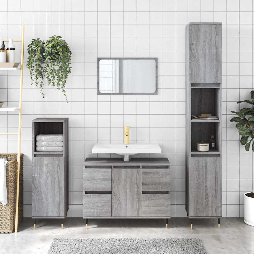 Gray Sonoma bathroom cabinet 80x33x60 cm made of wood