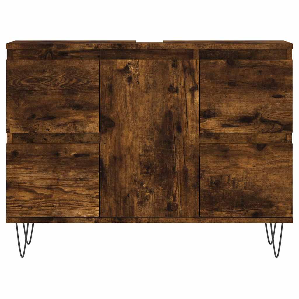 Bathroom Cabinet Smoked Oak 80x33x60 cm Wood Material