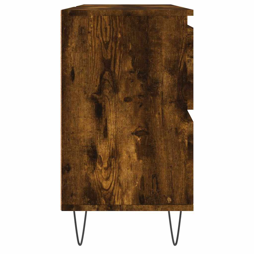 Bathroom Cabinet Smoked Oak 80x33x60 cm Wood Material