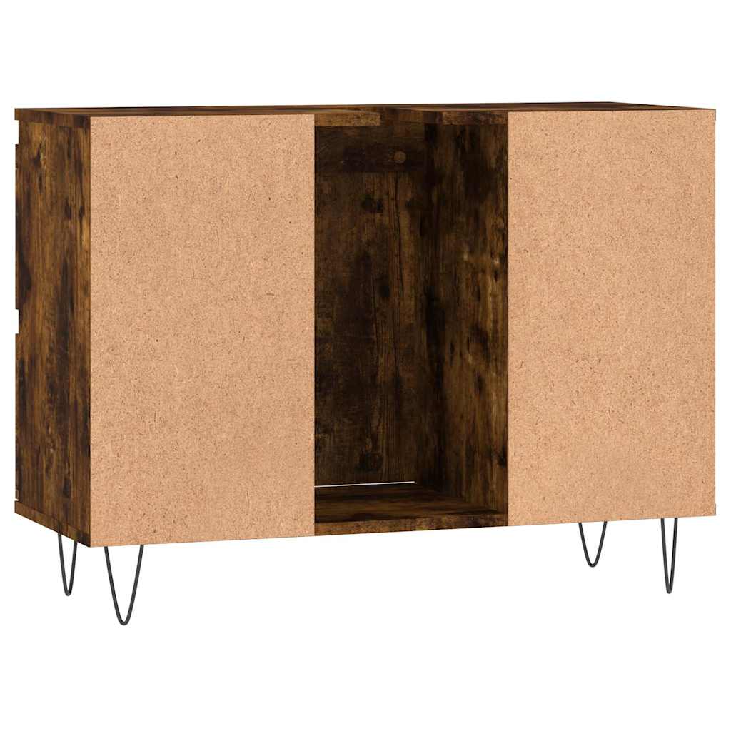 Bathroom Cabinet Smoked Oak 80x33x60 cm Wood Material