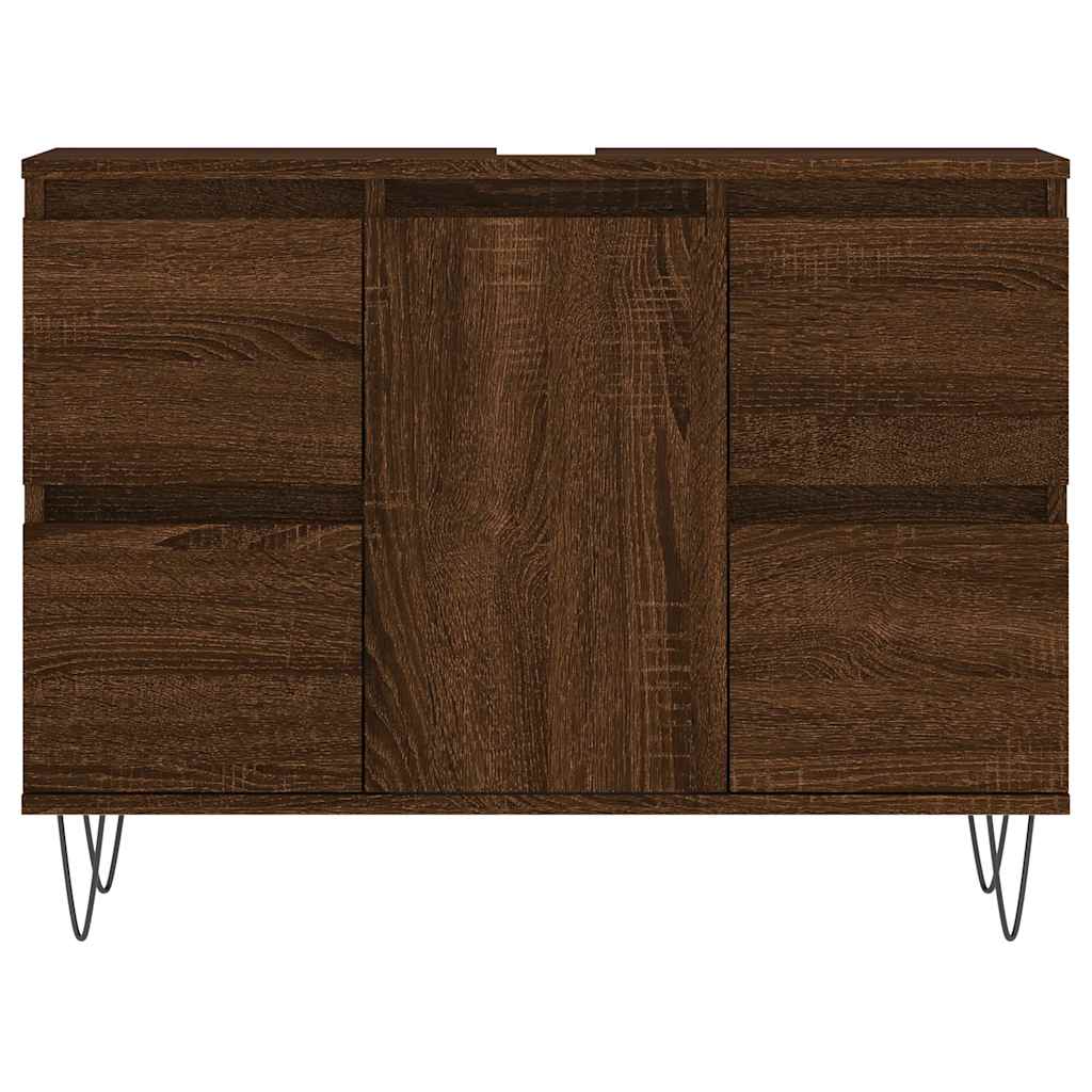 Badschrank Braun Eichen-Optik 80x33x60 cm Holzwerkstoff