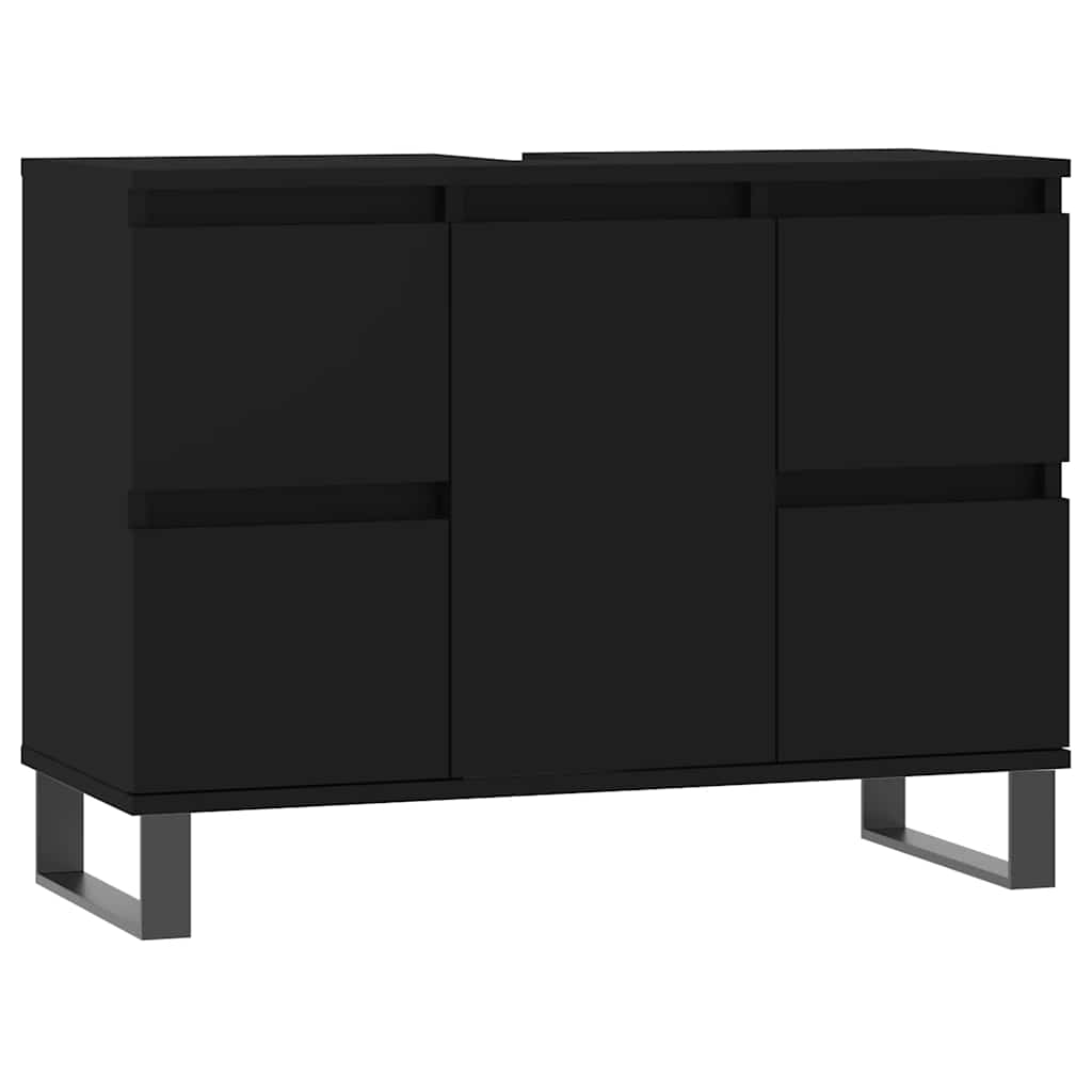 Badschrank Schwarz 80x33x60 cm Holzwerkstoff