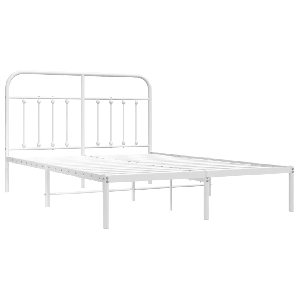 Bed frame with headboard metal white 140x190 cm