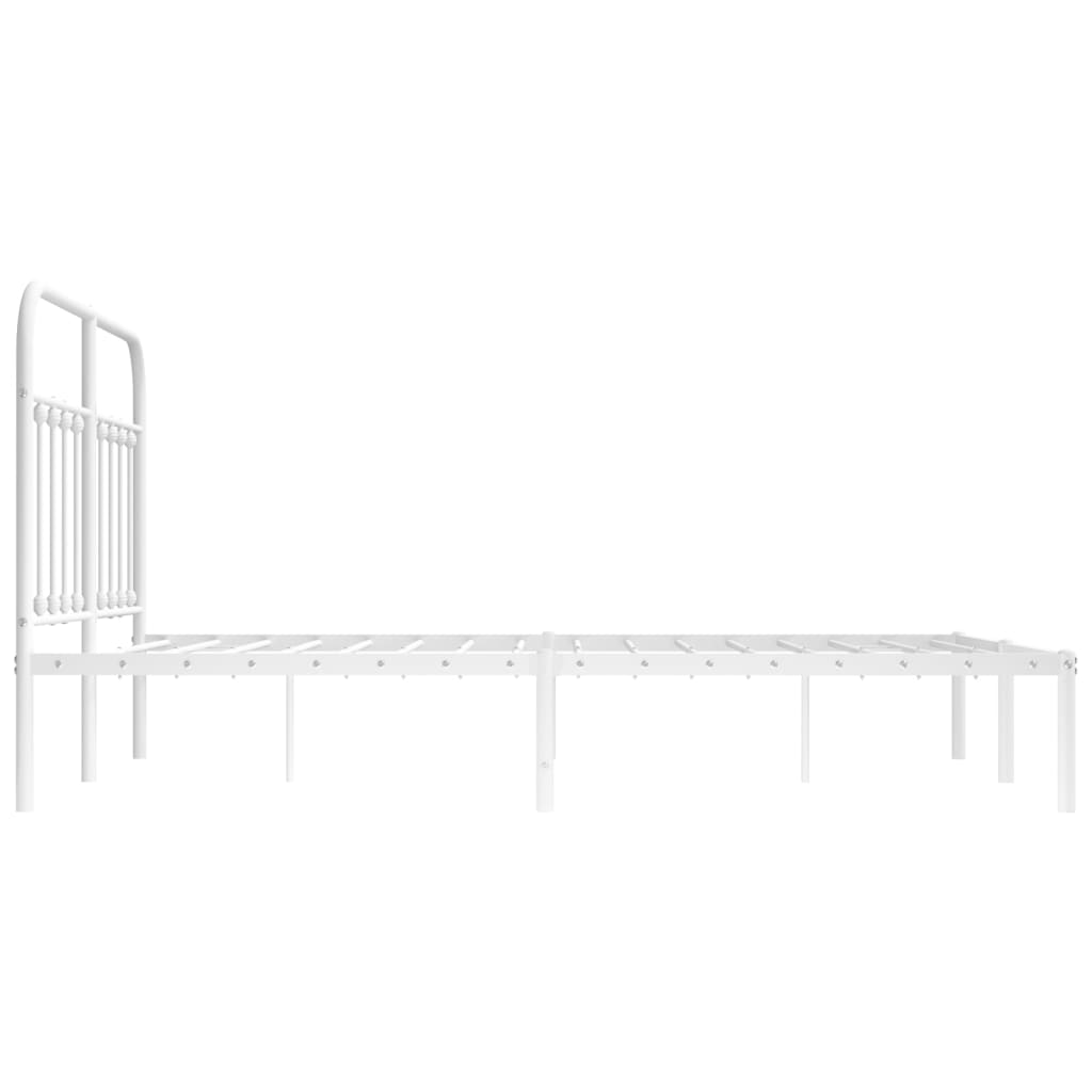 Bed frame with headboard metal white 140x190 cm