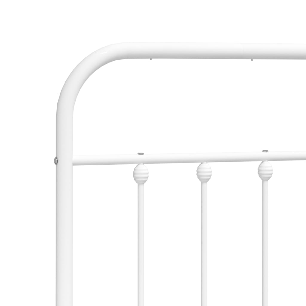 Bed frame with headboard metal white 140x190 cm