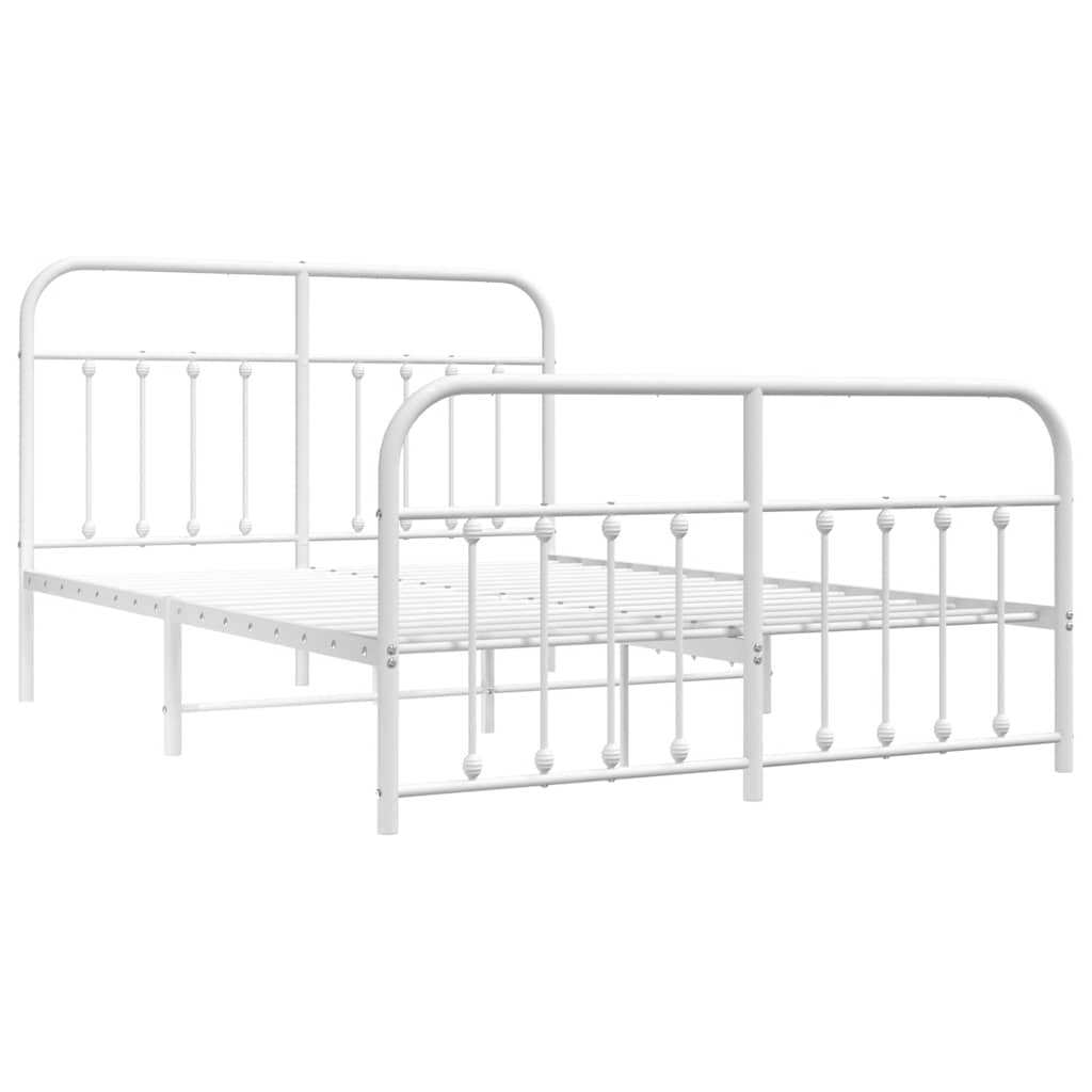 Bettgestell mit Kopf- und Fußteil Metall Weiß 135x190 cm