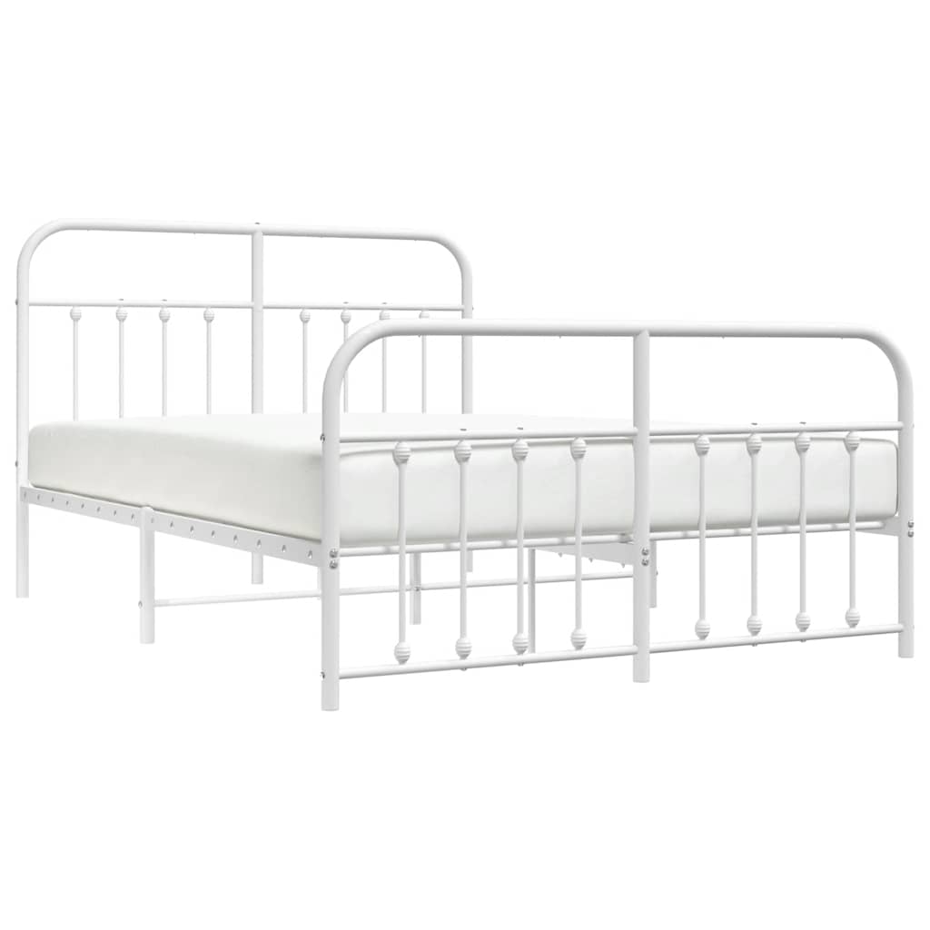 Bettgestell mit Kopf- und Fußteil Metall Weiß 135x190 cm