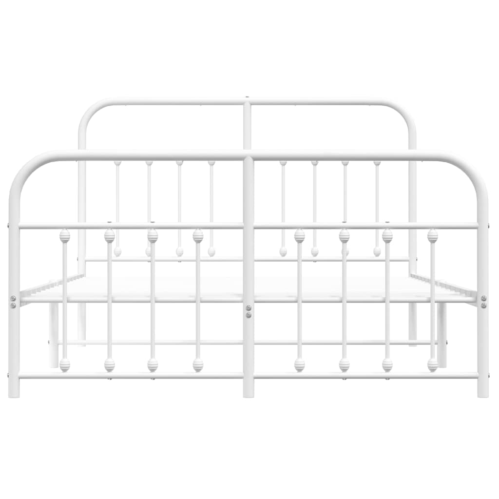 Bettgestell mit Kopf- und Fußteil Metall Weiß 135x190 cm