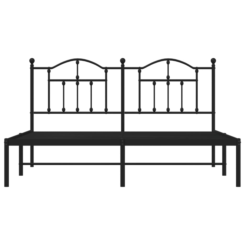 Bettgestell mit Kopfteil Metall Schwarz 180x200 cm