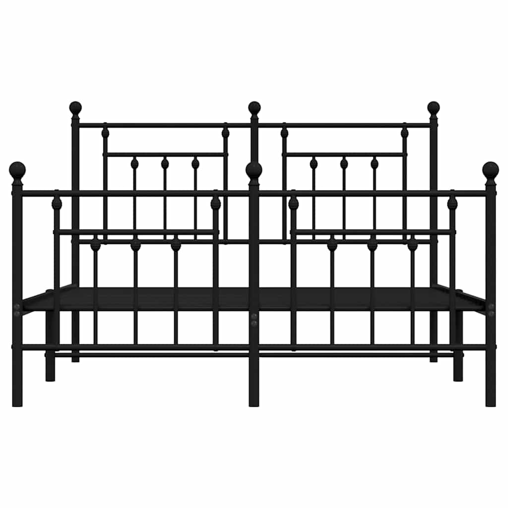 Bettgestell mit Kopf- und Fußteil Metall Schwarz 150x200 cm