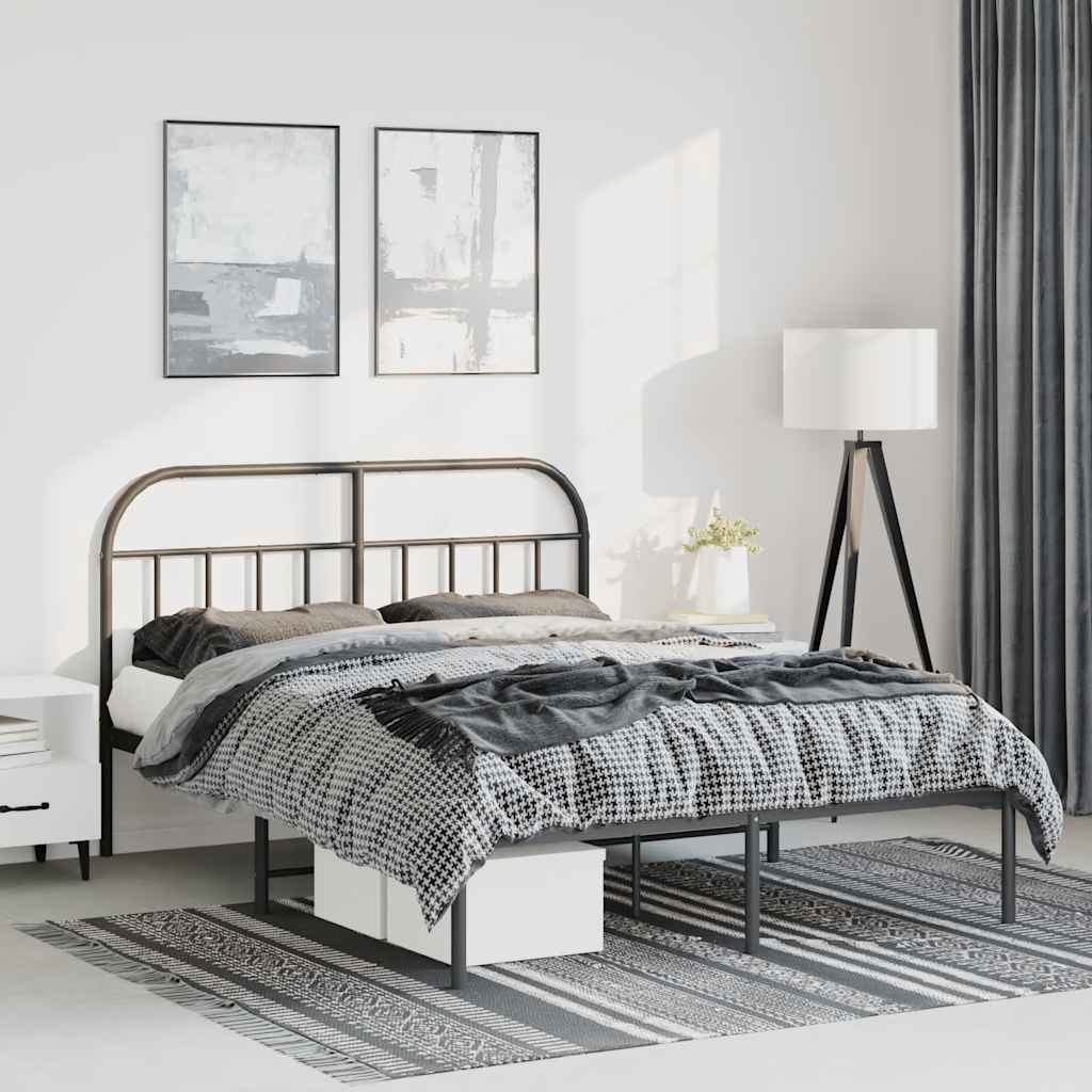 Bettgestell mit Kopfteil Metall Schwarz 150x200 cm