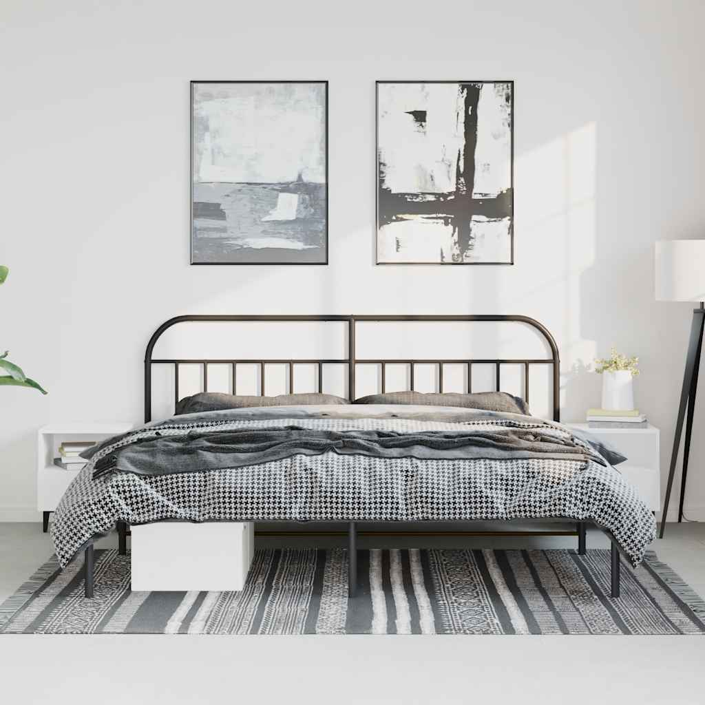 Bettgestell mit Kopfteil Metall Schwarz 183x213 cm