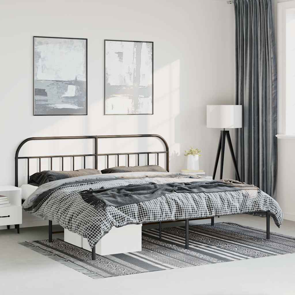 Bettgestell mit Kopfteil Metall Schwarz 183x213 cm