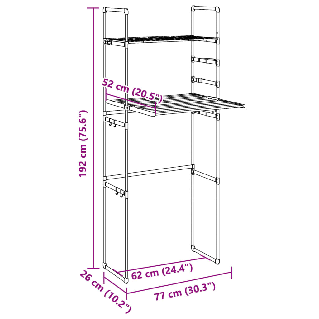 Washing machine shelf 77x52x192 cm aluminum