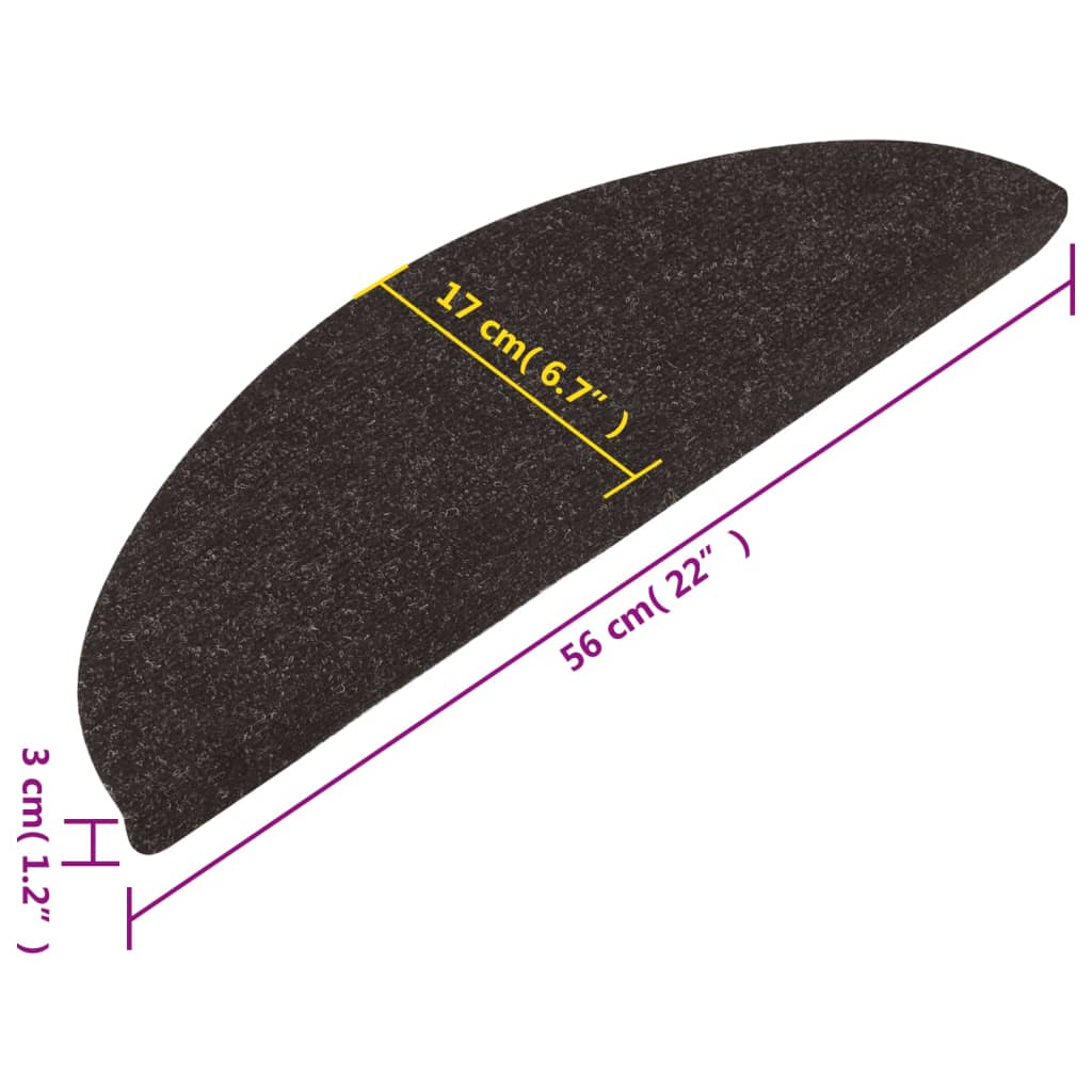 Stufenmatten Selbstklebend 10 Stk. Schwarz 56x17x3 cm