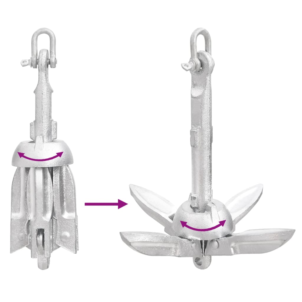 Folding anchor silver 0.7 kg hot-dip galvanized cast iron