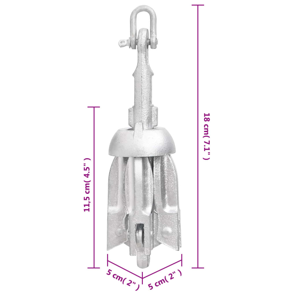 Folding anchor silver 0.7 kg hot-dip galvanized cast iron