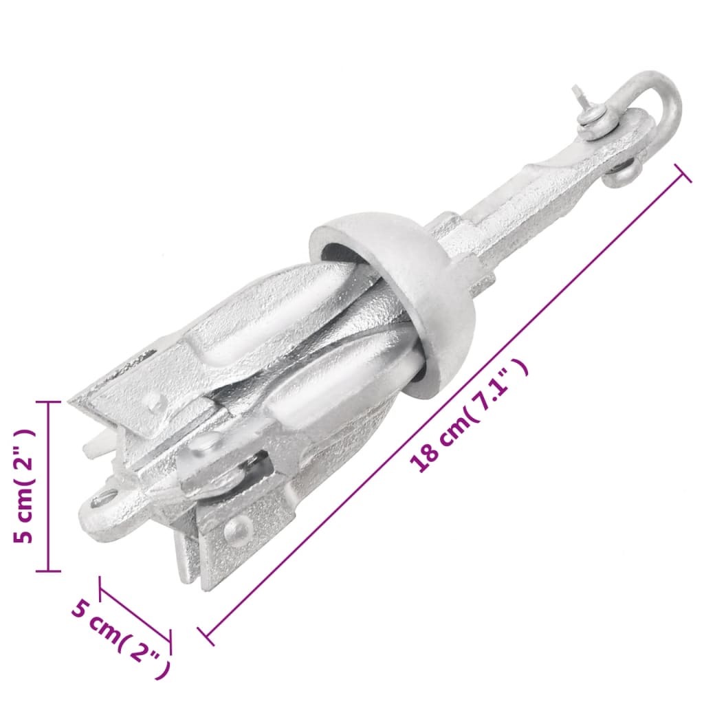 Folding anchor silver 0.7 kg hot-dip galvanized cast iron