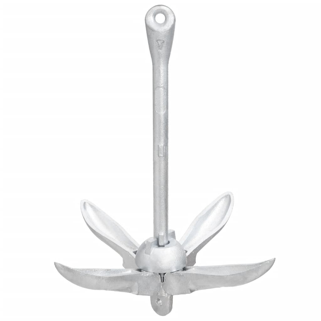 Folding anchor with rope silver 8 kg hot-dip galvanized cast iron