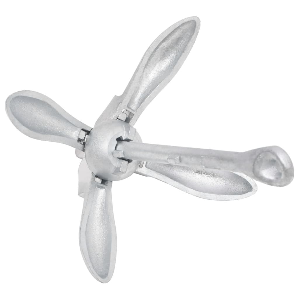 Folding anchor with rope silver 8 kg hot-dip galvanized cast iron