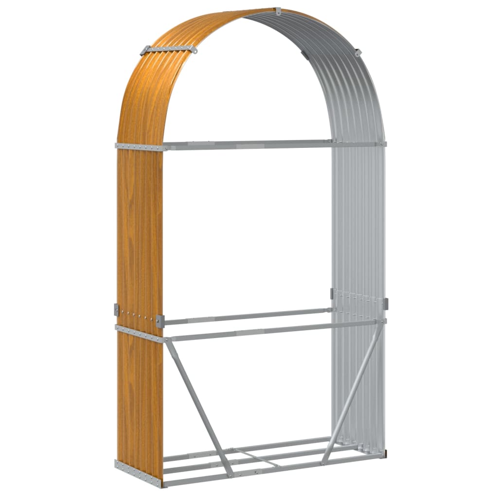 Kaminholzunterstand Holzoptik 120x45x210 cm Verzinkter Stahl