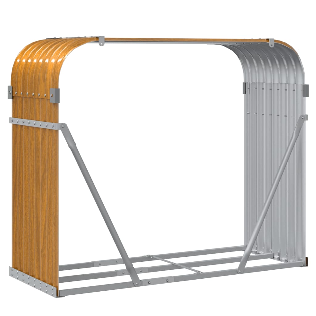 Kaminholzunterstand Holzoptik 120x45x100 cm Verzinkter Stahl